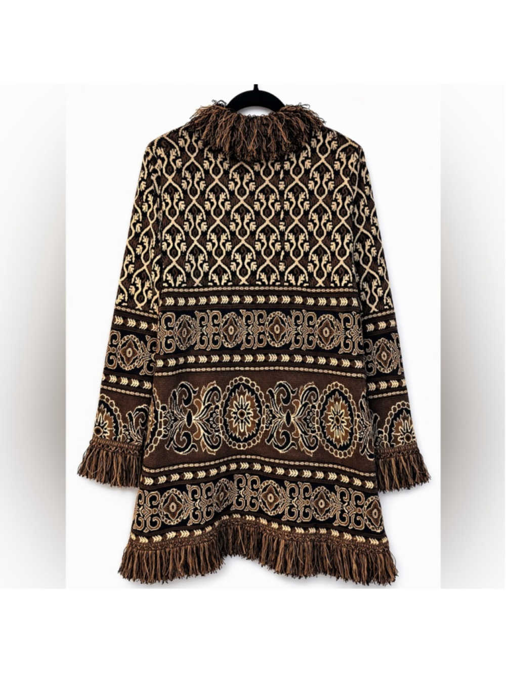 St. John Sport Vintage Print Cardigan with Fringe XL - Picture 2 of 10